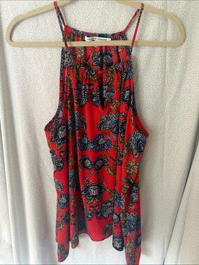 Collective Concepts Red Floral Halter Tank Top